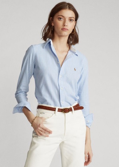 Women's Polo Ralph Lauren Striped Knit Oxford Shirt | 237146LIR